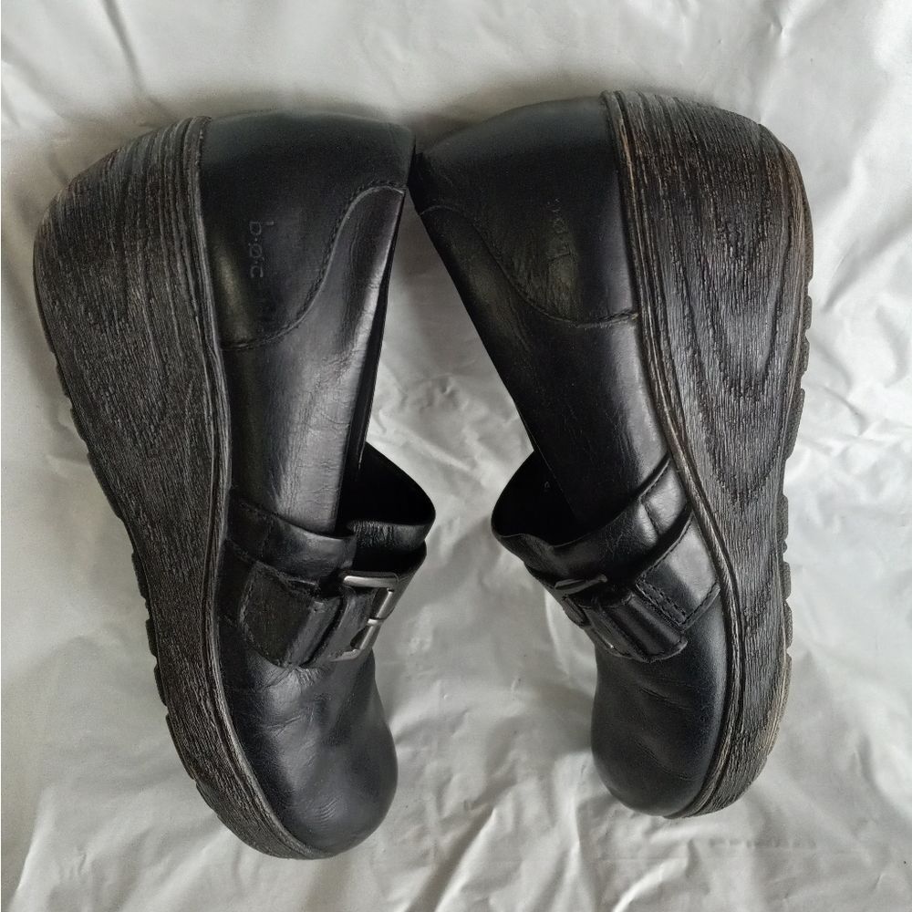 BOC Women's Size 10M Rijeka Black Leather Closed Toe Clog Wedge Comfort Shoes - Picture 7 of 9